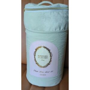 Maison Des Fleurs Paris Queen PLUSH HEM Sheet‎ Set Mint Green Eucalyptus New